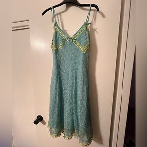 Betsey Johnson Vintage GORGEOUS Aqua Blue 90s/00s Y2K Slip Dress